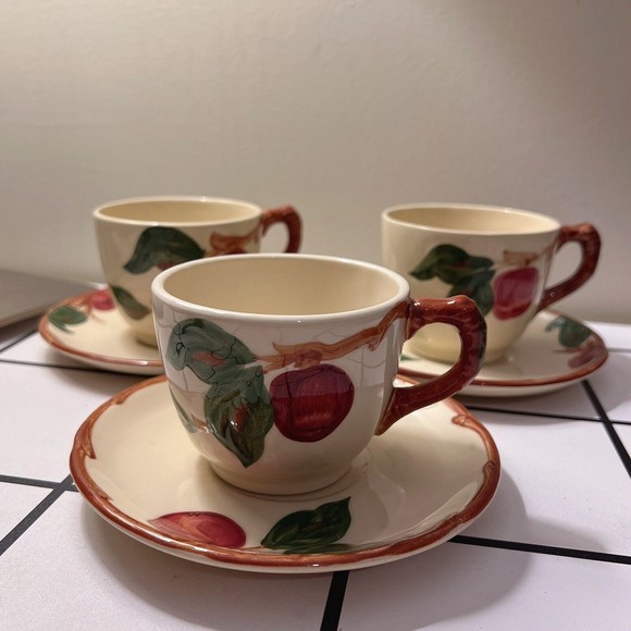 Set of 3 Franciscan Apple Dinnerware Coffee Tea Cup and Saucer Set USA - Picture 1 of 8